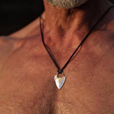 Men's Titanium Steel Native American Styled ARROW HEAD Rope Necklace